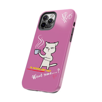 Cutie "Coffee Cat" Pet Design (in a Simple but Kool Tone Pink Base Color) Verision from the 'TPPG Collection' Line carries Several sizes of the "iPhone Series" Tough Phone Cases