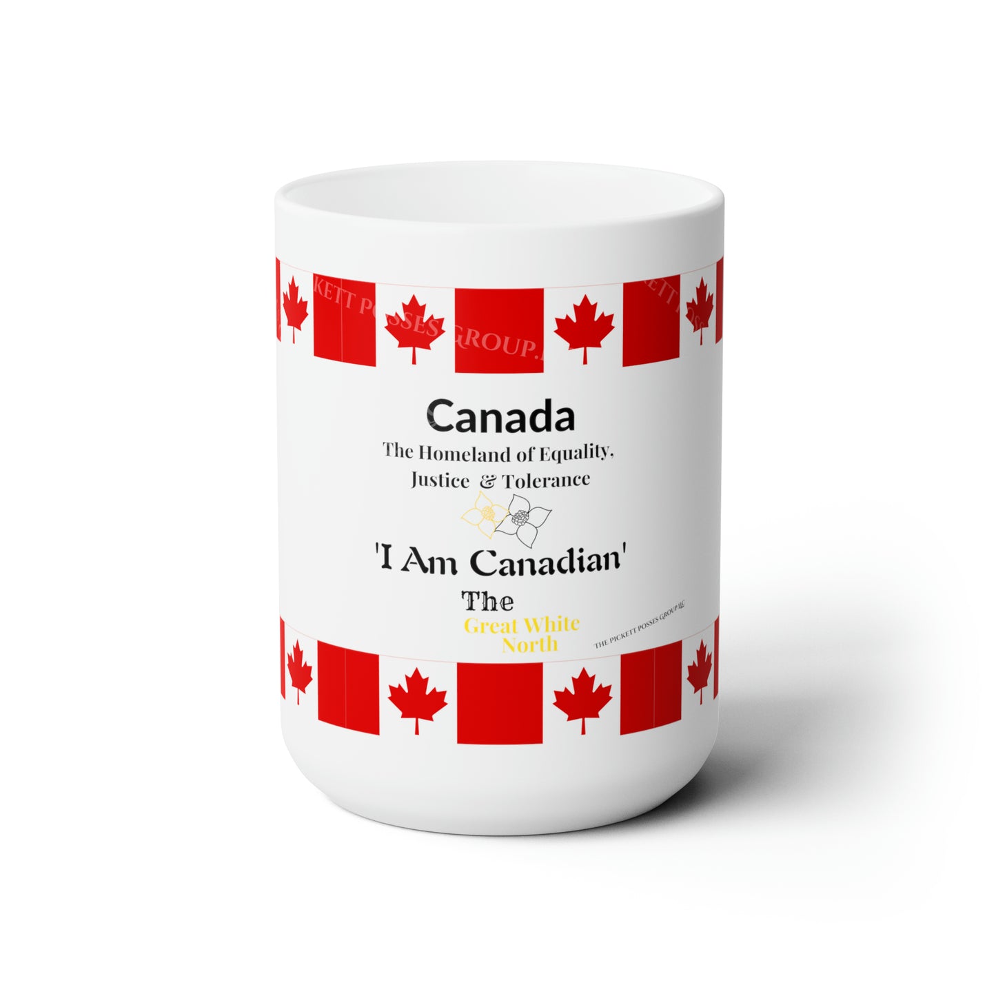 White 15oz "Canada" Ceramic Mug Grabs the Attention of all who Views It!!-By the 'TPPG-Apparels' Brand Collection