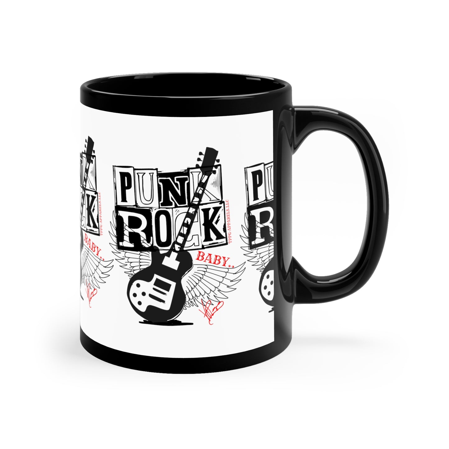 Black "Punk Rock Babe" Glossy Finish 11oz Coffee/Tea Mug - from the 'TPPG-Apparels' Brand Collection