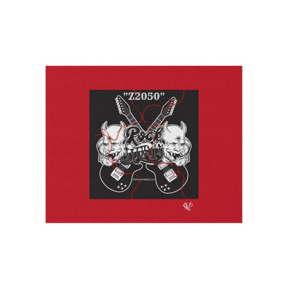 Sleek ('Z2050 Rock Music') Red & Black Durable & Non-Slip Outdoor Rug