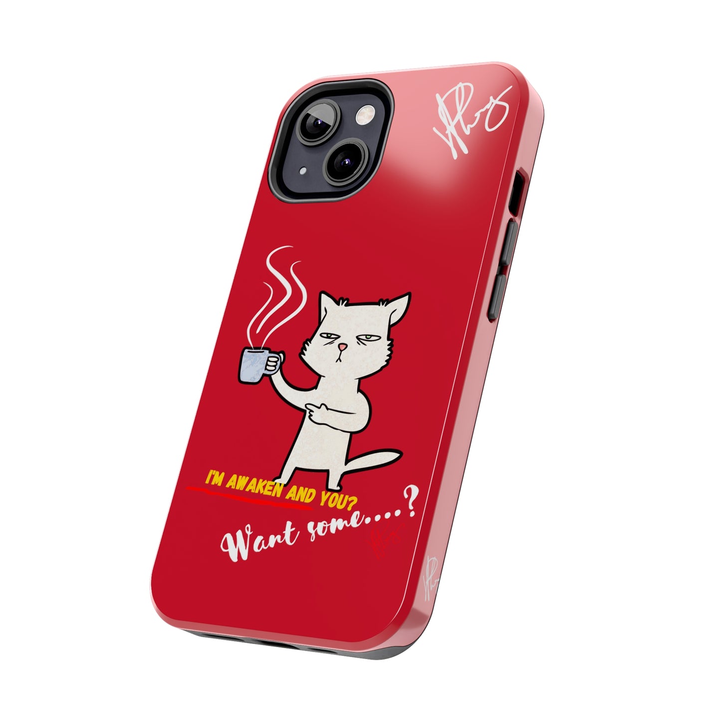 This Lovely Bold Red - Cutie "Coffee Cat" Pet Design Verision from the 'TPPG Collection' Line carries Several sizes of the "iPhone Series" Tough Phone Cases