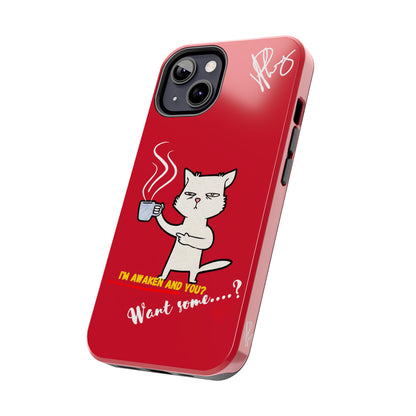 This Lovely Bold Red - Cutie "Coffee Cat" Pet Design Verision from the 'TPPG Collection' Line carries Several sizes of the "iPhone Series" Tough Phone Cases