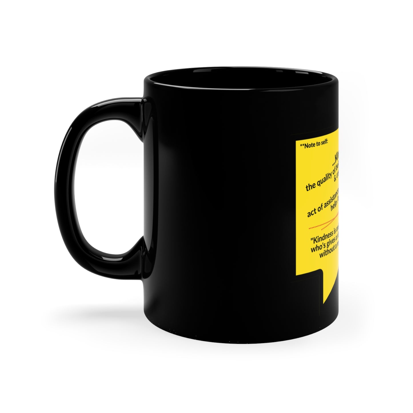 Sleek & Humorous "Yellow Card Collection-Note To Self" from the "TPPG-Apparels Brand" - 11oz Black Glossy Style Mug