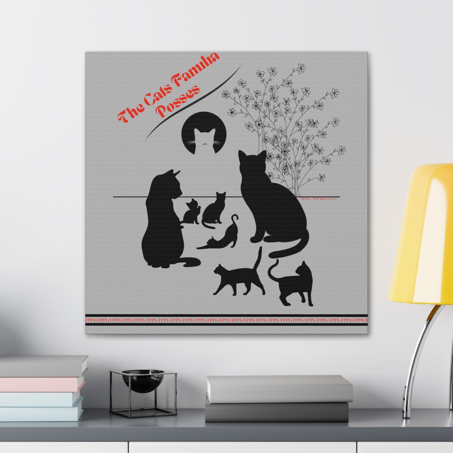 From our "TPPG Brand Pet Collection" - "The Cat Familia Posses.." Canvas Gallery Wraps in Lt. Grey