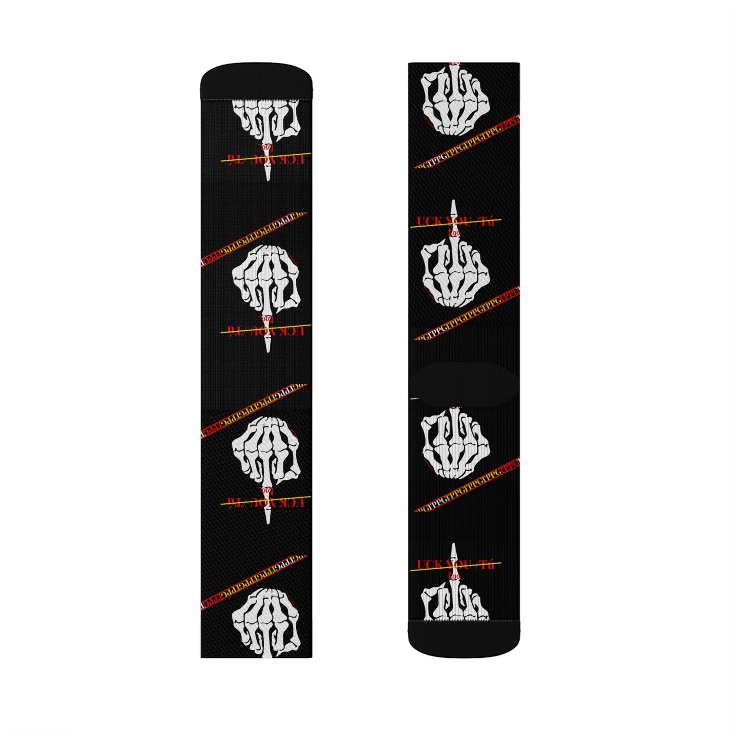 High Quality Cushioned 'TPPG Brand' Black Finger-Up "UCK YOU TÚ" Style Socks