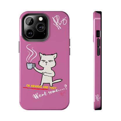 Cutie "Coffee Cat" Pet Design (in a Simple but Kool Tone Pink Base Color) Verision from the 'TPPG Collection' Line carries Several sizes of the "iPhone Series" Tough Phone Cases