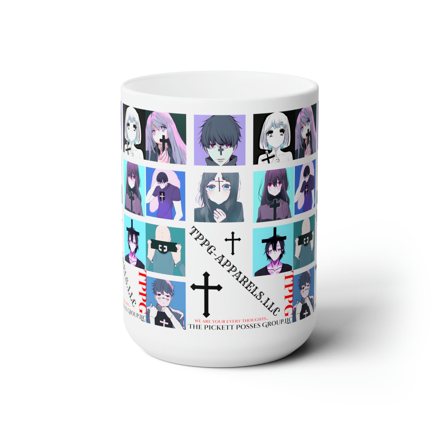 White 15oz "Anime/Manga" Style Ceramic Mug Grabs the Attention of all who Views It!!-By the 'TPPG-Apparels' Brand Collection