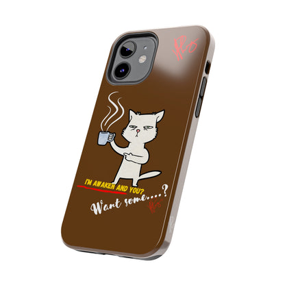 This Lovely Brown Coffee Color Tone - Cutie "Coffee Cat" Pet Design Verision from the 'TPPG Collection' Line carries Several sizes of the "iPhone Series" Tough Phone Cases