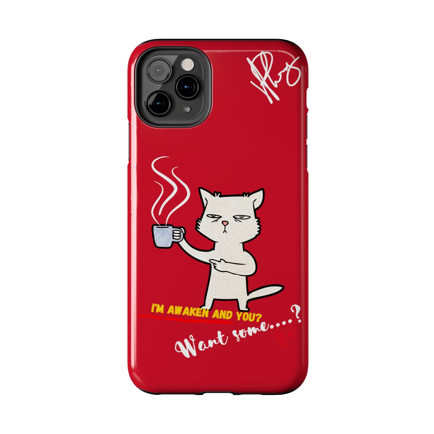 This Lovely Bold Red - Cutie "Coffee Cat" Pet Design Verision from the 'TPPG Collection' Line carries Several sizes of the "iPhone Series" Tough Phone Cases