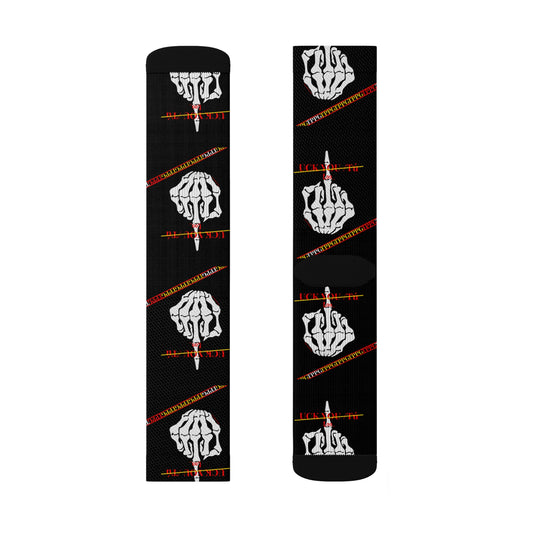 High Quality Cushioned 'TPPG Brand' Black Finger-Up "UCK YOU TÚ" Style Socks