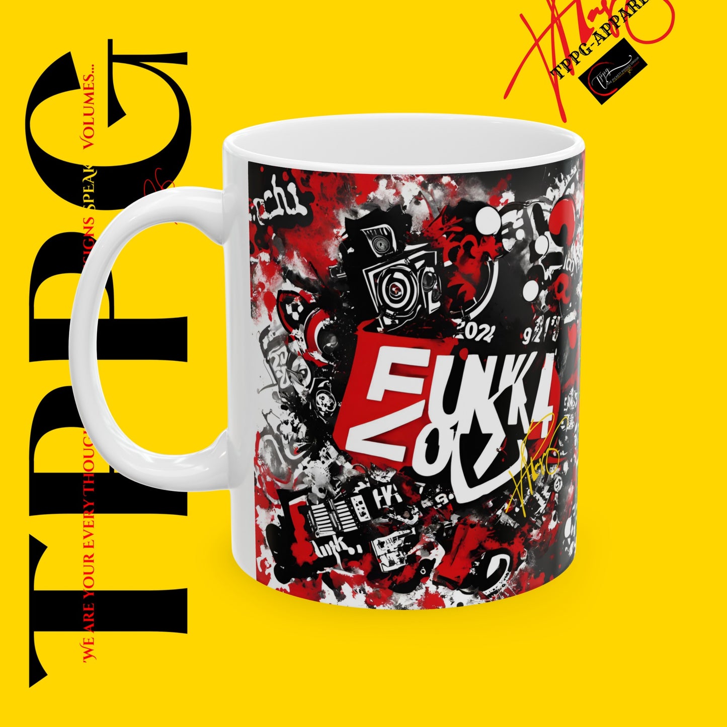 "Fun'iki2024" Ceramic Music Mug, (11oz, 15oz)