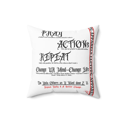 Square Throw "Pray~Action~Repeat" Pillow