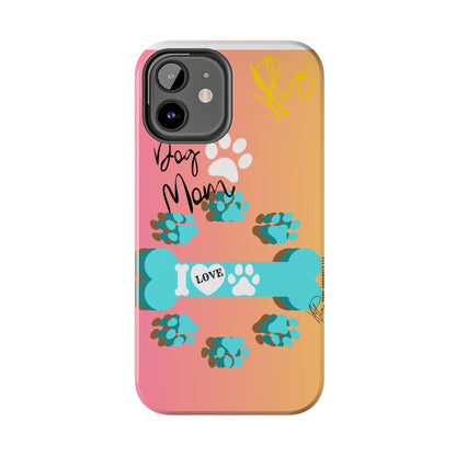 One of our Cutest "Dog Mom" Pet Designs (in a Multi-Colored Base Color) Verision from the 'TPPG Collection' Line carries Several sizes of the "iPhone Series" Tough Phone Cases