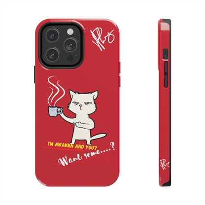 This Lovely Bold Red - Cutie "Coffee Cat" Pet Design Verision from the 'TPPG Collection' Line carries Several sizes of the "iPhone Series" Tough Phone Cases