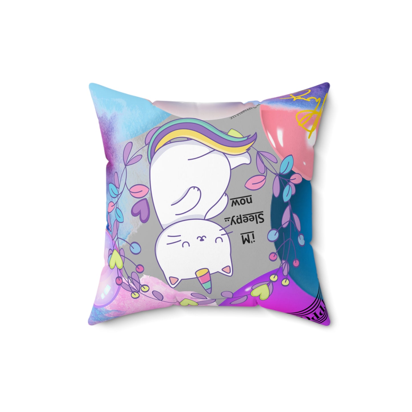 (Toddler/Kid) Spun Polyester Square Pillow (4 sizes-Lt. Grey Bgd) - By: "TPPG KIds Collection"