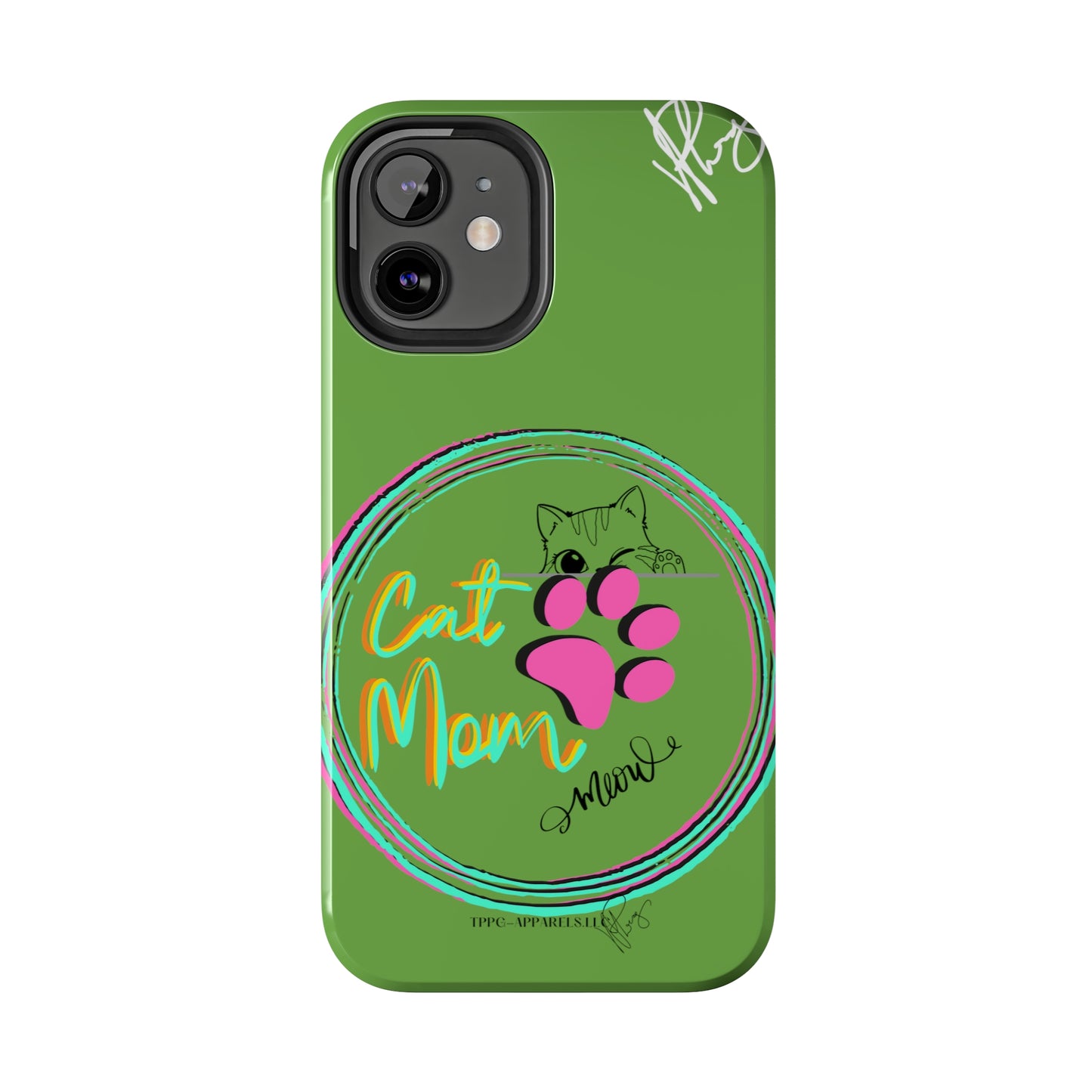 Guys here's another one of our Cutest "Cat Mom" Pet Designs (in a Light Green Base Color) Verision from the 'TPPG Collection' Line carries Several sizes of the "iPhone Series" Tough Phone Cases