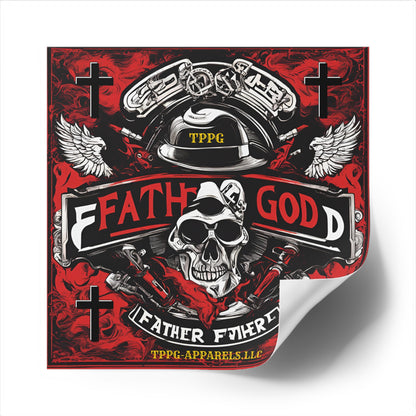 Square "Father God-Biker/Motorcycle" Stickers (Indoor\Outdoor)