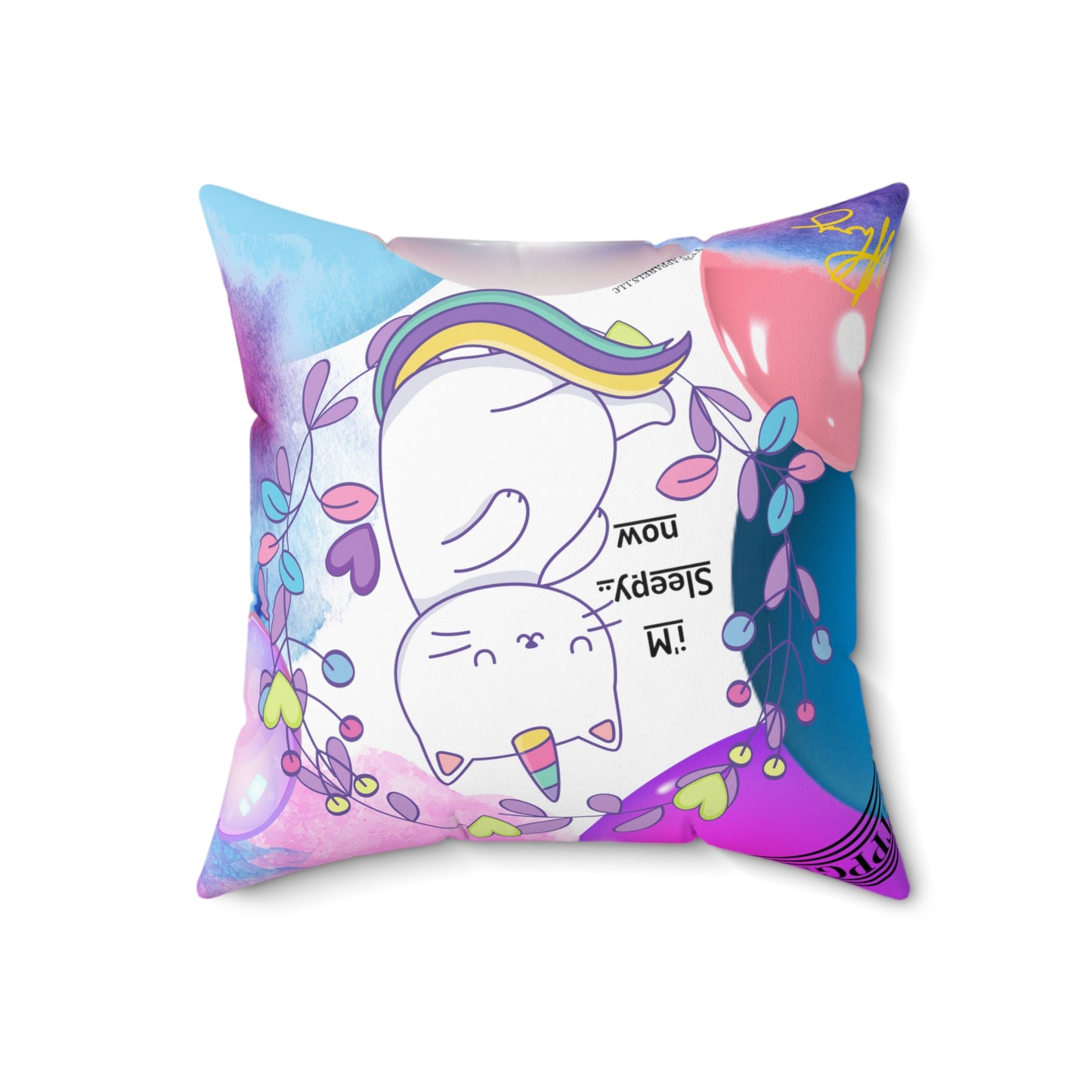 (Toddler/Kid) Spun Polyester Square Pillow (4 sizes-White Bgd) - By: "TPPG KIds Collection"