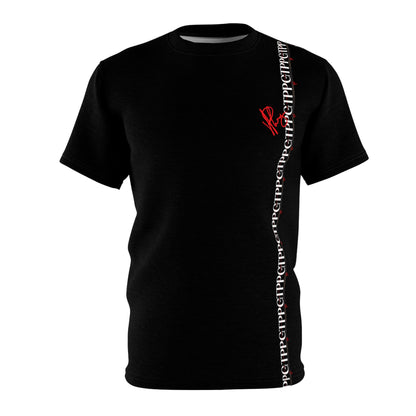 "TPPG Logo Apparels" Presents a Sleek & Casual Black & 'Red Signature' Style Tagless' Premium Style Casual Unisex T-Shirt