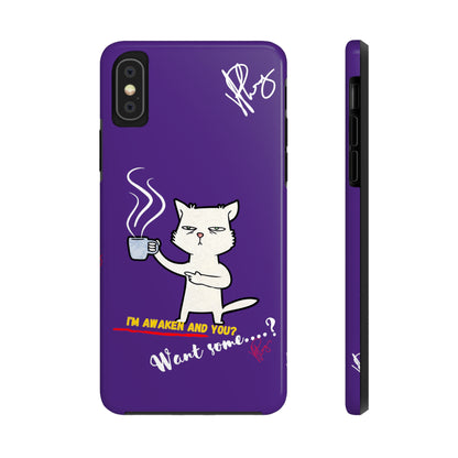 Lovely Bold Purple - Cutie "Coffee Cat" Pet Design Verision from the 'TPPG Collection' Line carries Several sizes of the "iPhone Series" Tough Phone Cases