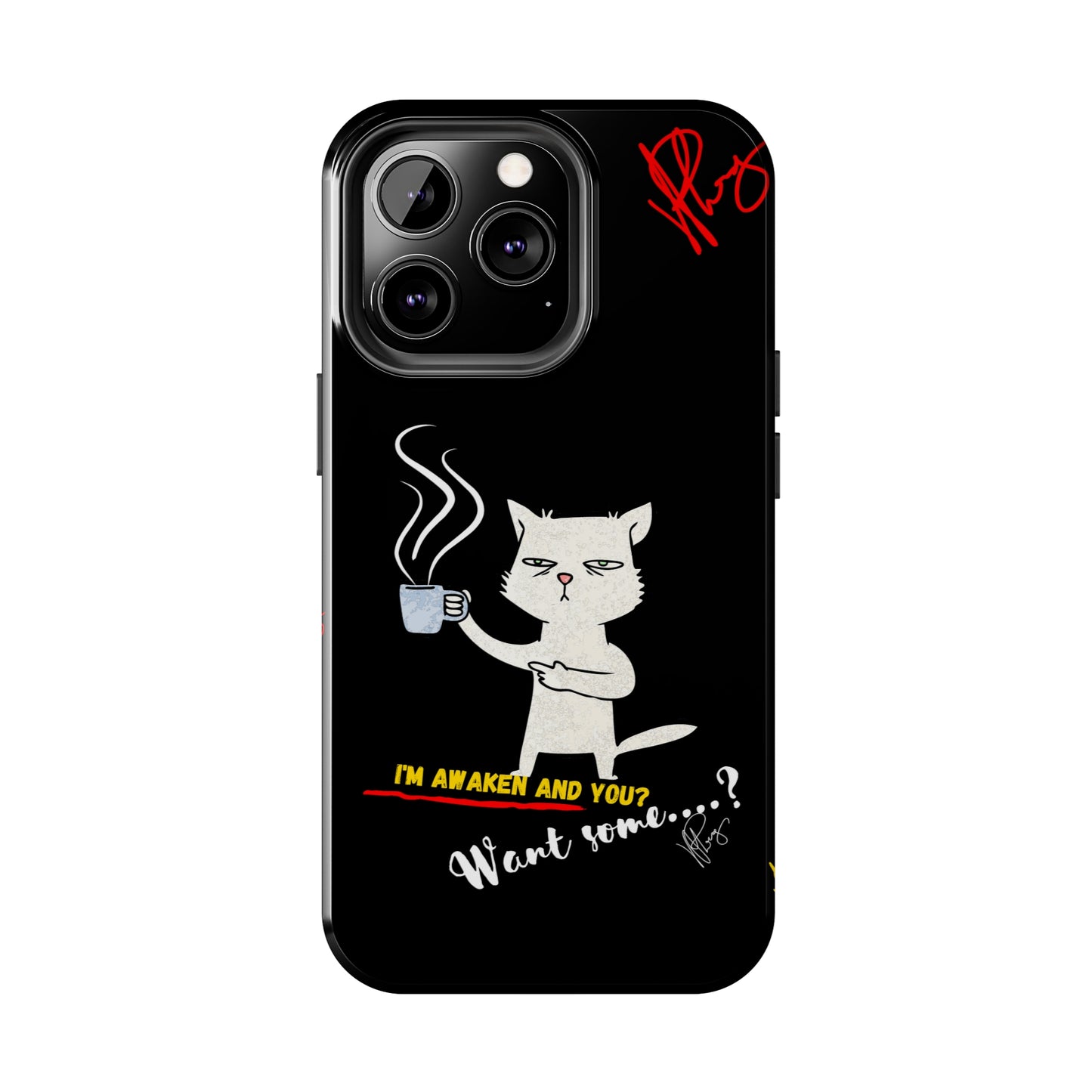 Another Cute "Coffee Cat" Pet Design (in a Simple but Bold Black & White Base Color) Verision from the 'TPPG Collection' Line carries Several sizes of the "iPhone Series" Tough Phone Cases