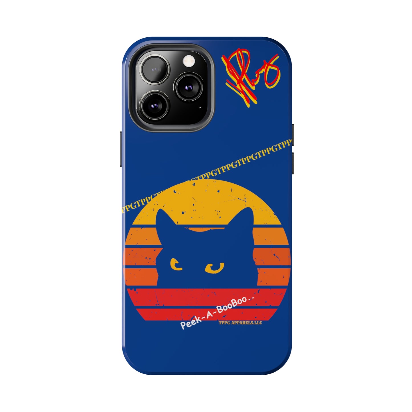 Custom Cat Design Phone Cases "Peek-A-BOOO.." (Black Multi-Colored)