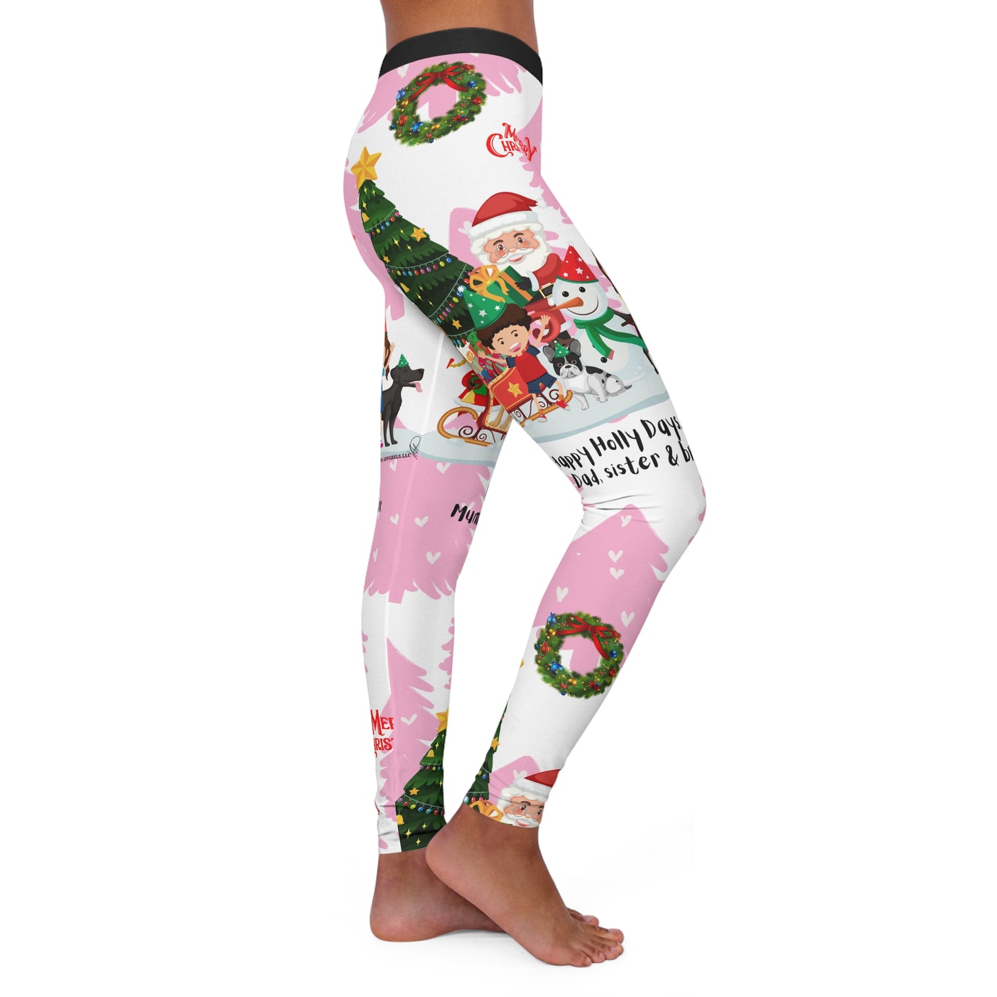 Our (Pink & White) Stylish Women's "Merry Christmas" Spandex Leggings with different sizes By the "TPPG-Apparels" Stylish Brands