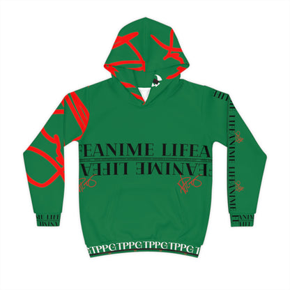 Children's (Dk. Green) "TPPG Anime Life & Logo" Hoodie in 6 sizes