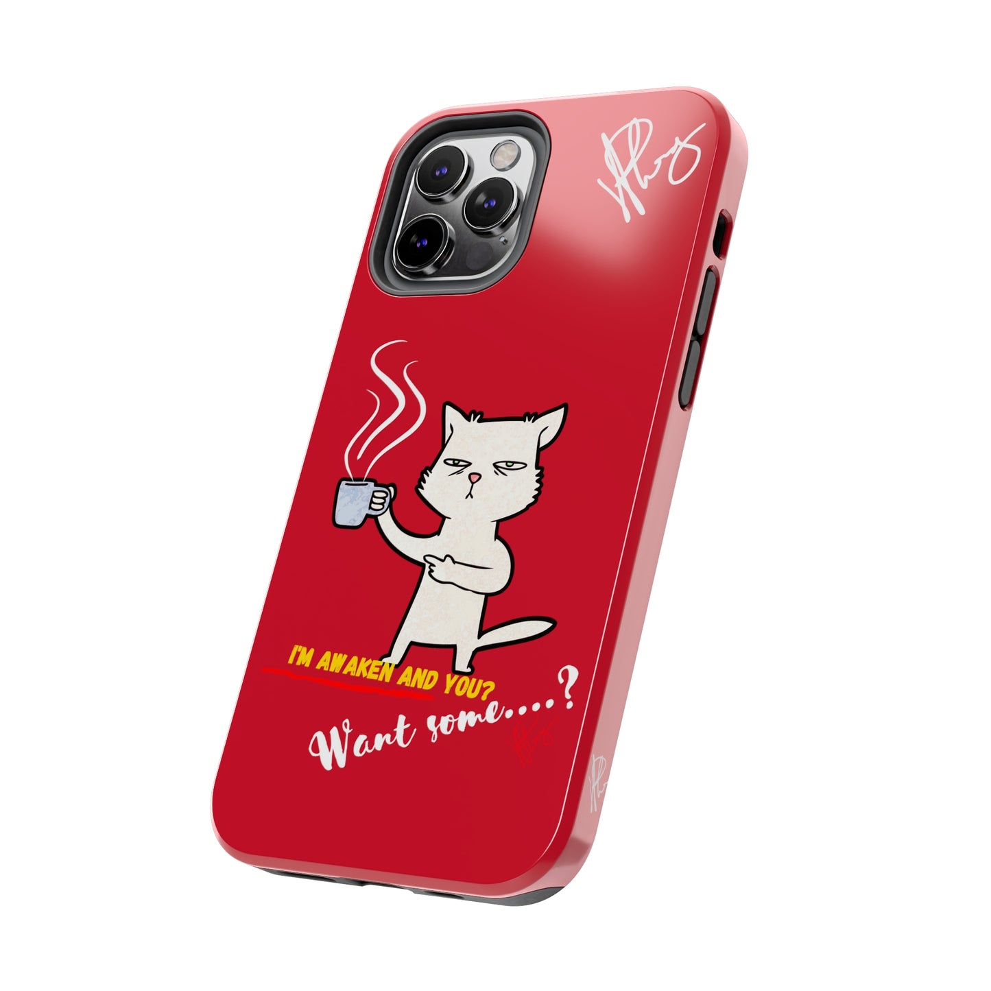 This Lovely Bold Red - Cutie "Coffee Cat" Pet Design Verision from the 'TPPG Collection' Line carries Several sizes of the "iPhone Series" Tough Phone Cases