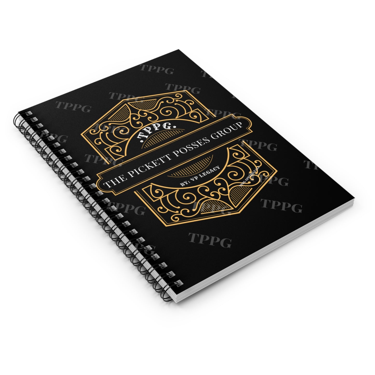 A Sleek (59pgs) 'TPPG-Apparel Brand' Crest Logo Style Spiral Notebook - Ruled Line