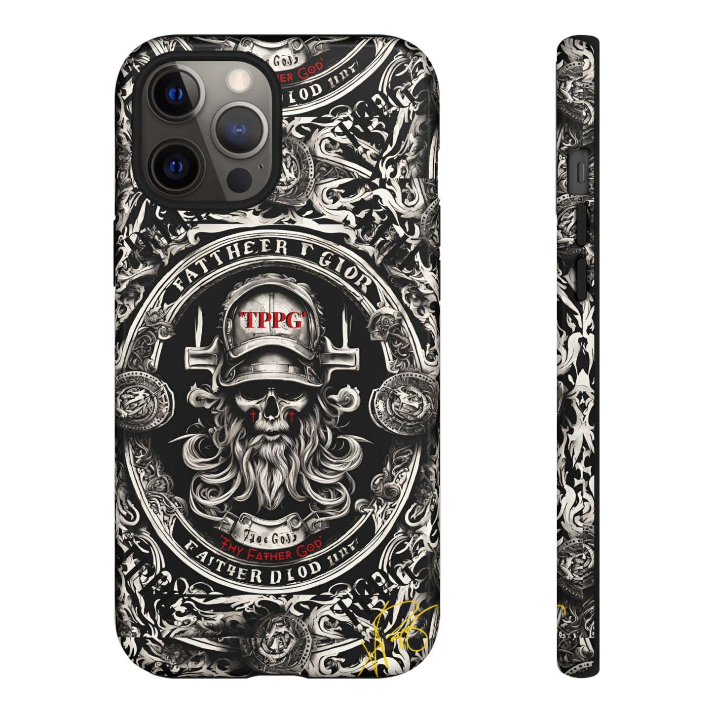 "Father God" iPhone/Google Pixel & Samsung Tough Phone Case (Black/Red & Grey)