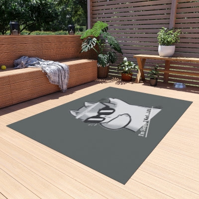 'TPPG Pet Collection" brings you a Cute Cool Cat Design ('I'm Simply 2 Kool') Grey Durable Outdoor Rug