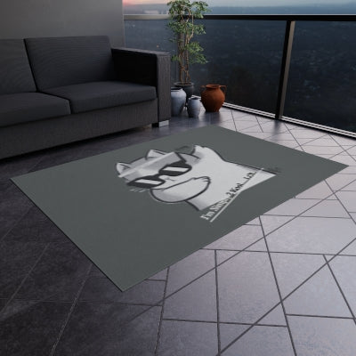 'TPPG Pet Collection" brings you a Cute Cool Cat Design ('I'm Simply 2 Kool') Grey Durable Outdoor Rug