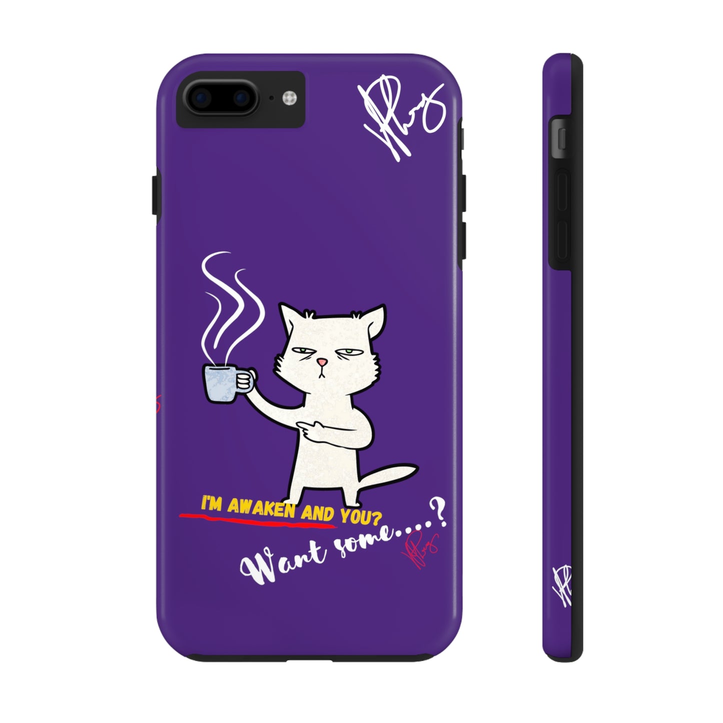 Lovely Bold Purple - Cutie "Coffee Cat" Pet Design Verision from the 'TPPG Collection' Line carries Several sizes of the "iPhone Series" Tough Phone Cases