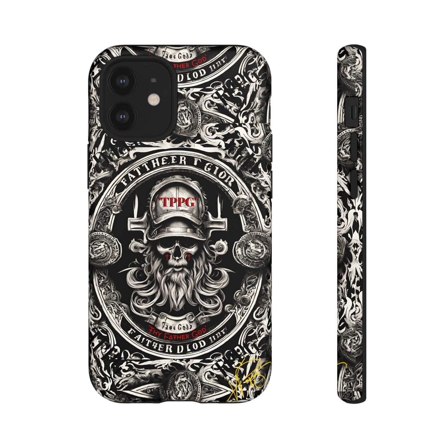 "Father God" iPhone/Google Pixel & Samsung Tough Phone Case (Black/Red & Grey)