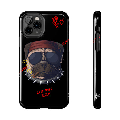 This Tough Design of A "Ruff Rider" with a Black Base Color - Cute Pet Design for Dog Owners Verision from the 'TPPG Collection' Line carries Several sizes of the "iPhone Series" Tough Phone Cases