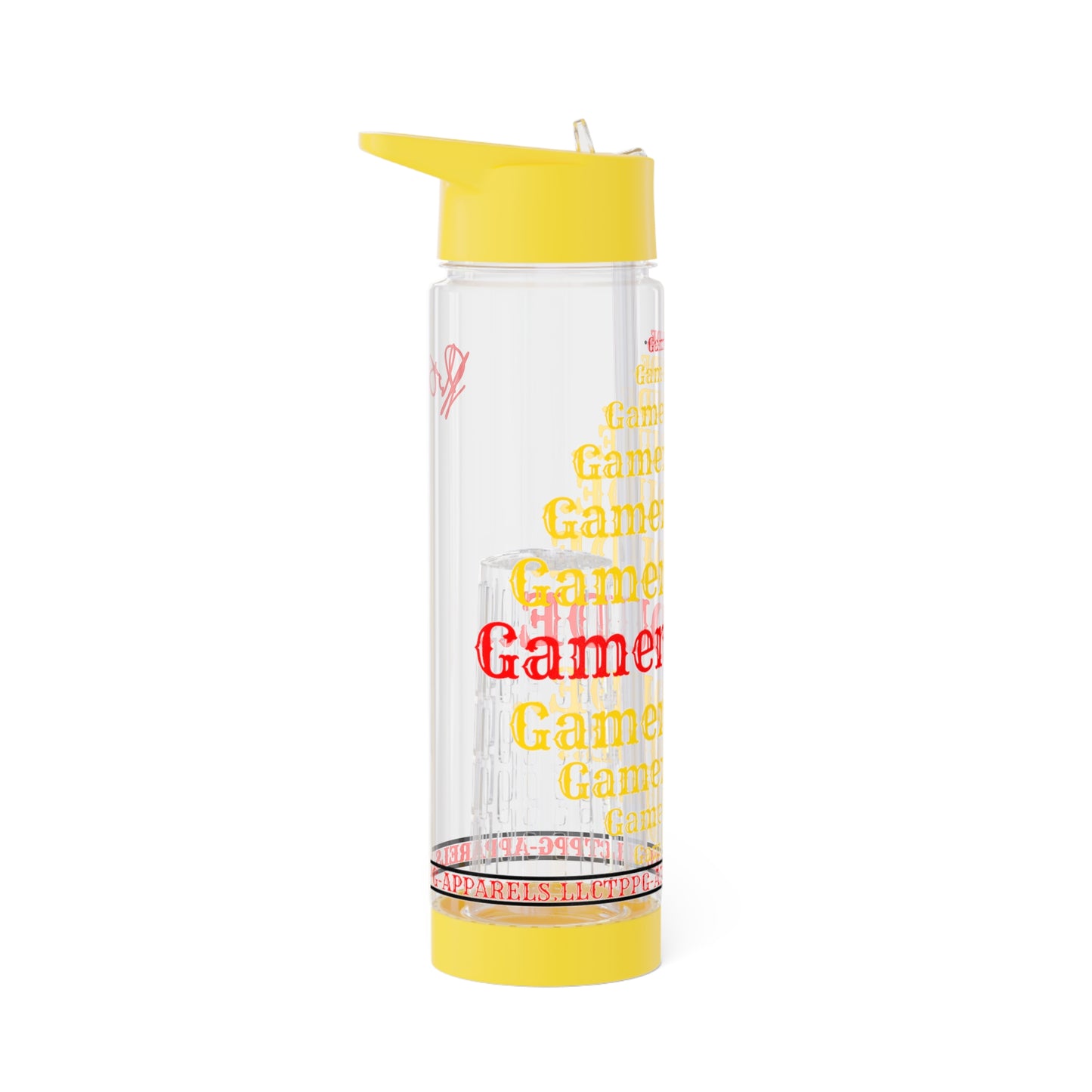 This awesomely cute clear 25oz ''TPPG Brand' Gamer Style Design.. INFUSER Water Bottle by the "TPPG-Apparels Brand" Collection