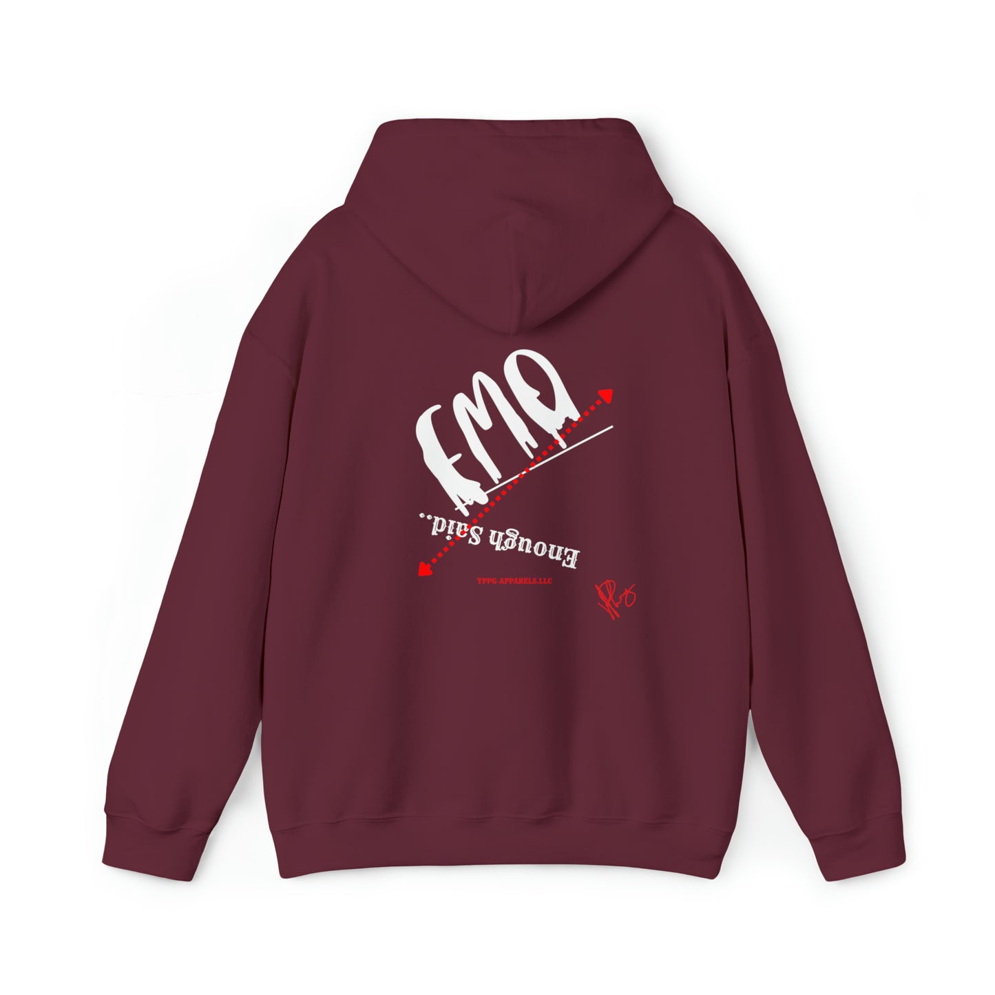 "EMO-Enough Said" Style (Back Facing) Design Print Unisex Heavy Blend™ Hooded Sweatshirt - 6 sizes & 9 colors to choose from