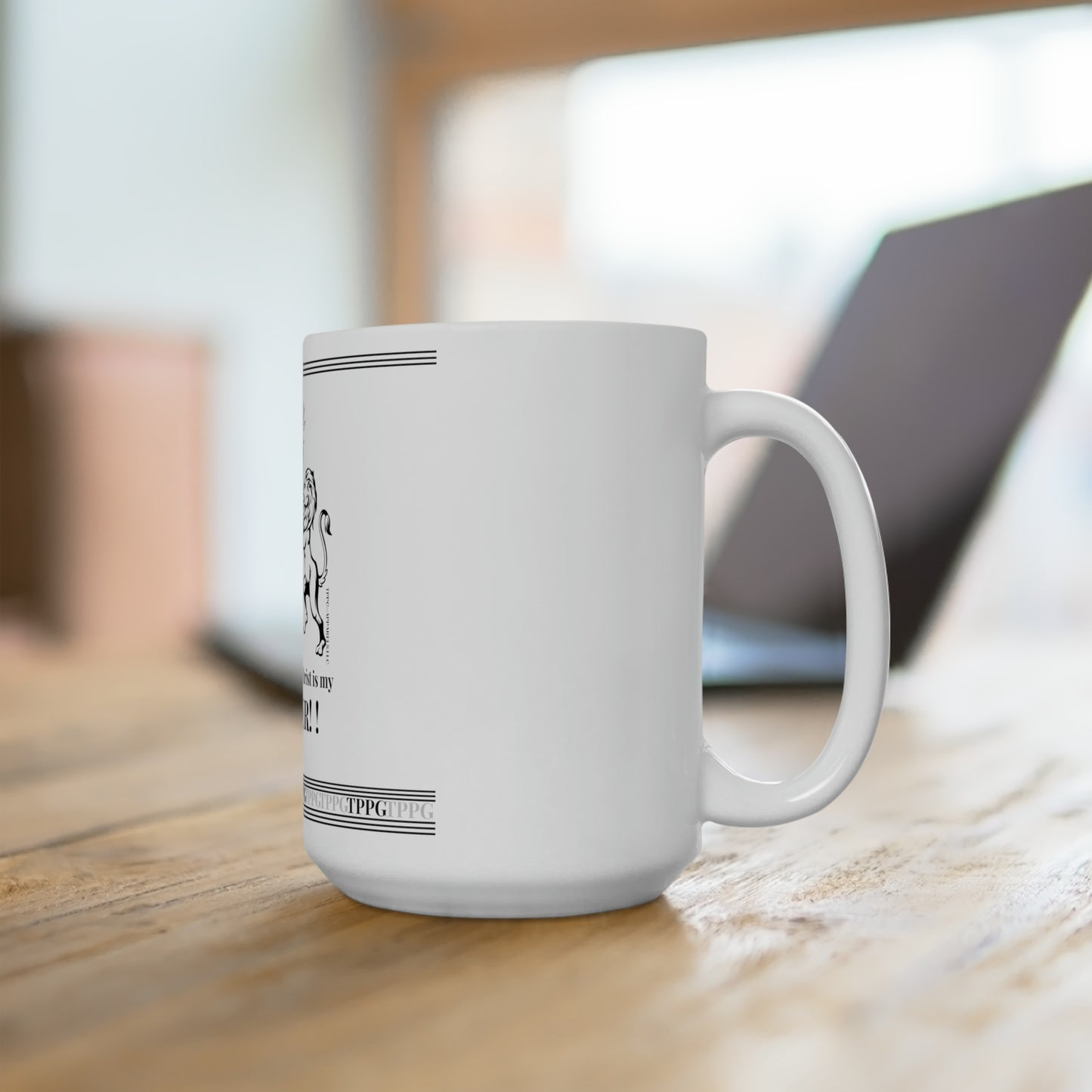 White 15oz Sleek "Faith Base Infused Style" Ceramic Mug - by the 'TPPG-Apparels' Brand Collection