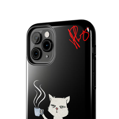 Another Cute "Coffee Cat" Pet Design (in a Simple but Bold Black & White Base Color) Verision from the 'TPPG Collection' Line carries Several sizes of the "iPhone Series" Tough Phone Cases