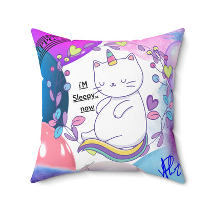 (Children) Spun Polyester ('1 side') Square Pillow (4 sizes-White Bgd) - By: "TPPG KIds Collection"