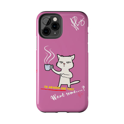 Cutie "Coffee Cat" Pet Design (in a Simple but Kool Tone Pink Base Color) Verision from the 'TPPG Collection' Line carries Several sizes of the "iPhone Series" Tough Phone Cases