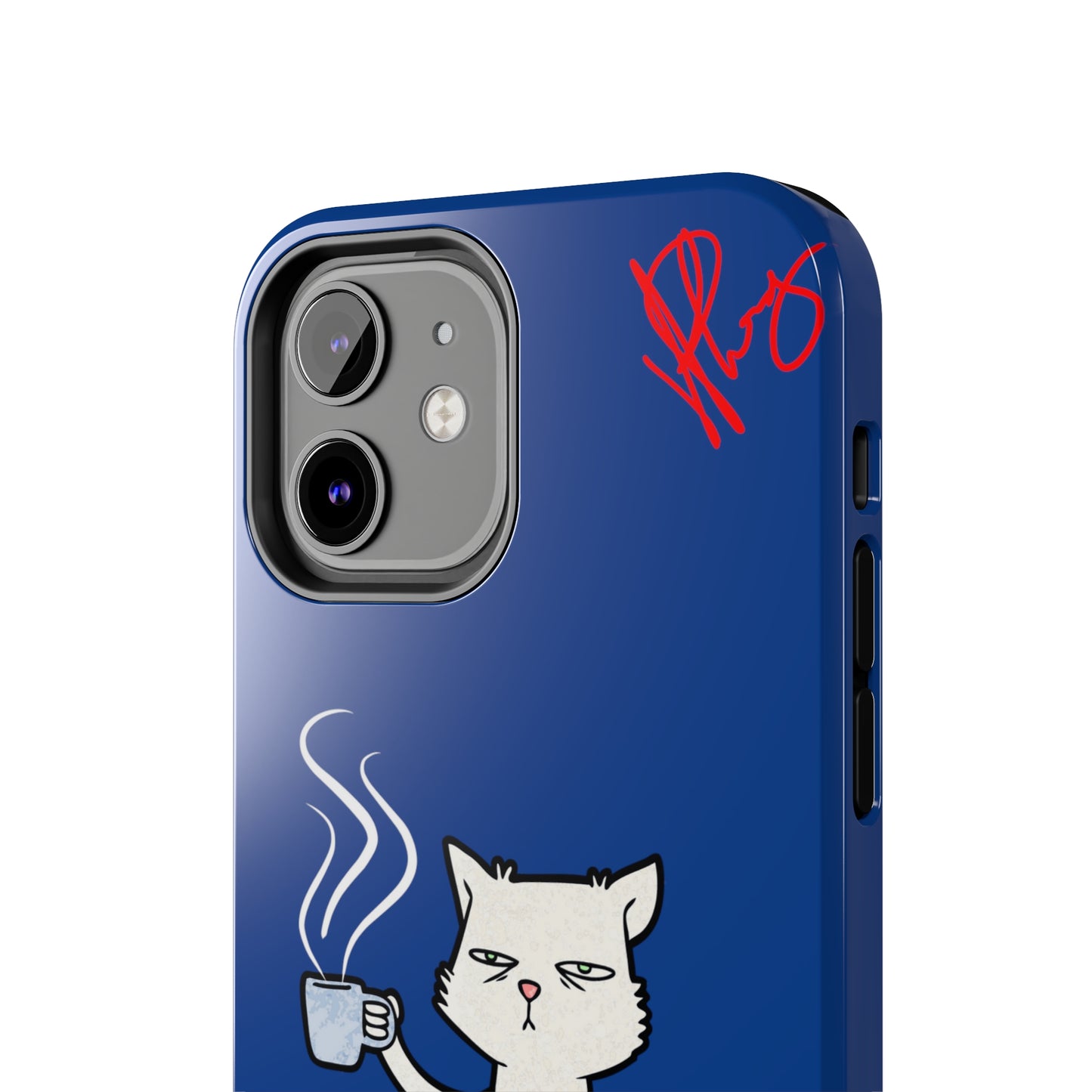 Another Cute "Coffee Cat" Pet Design (in a Simple but Kool Bold Blue & White Base Color) Verision from the 'TPPG Collection' Line carries Several sizes of the "iPhone Series" Tough Phone Cases