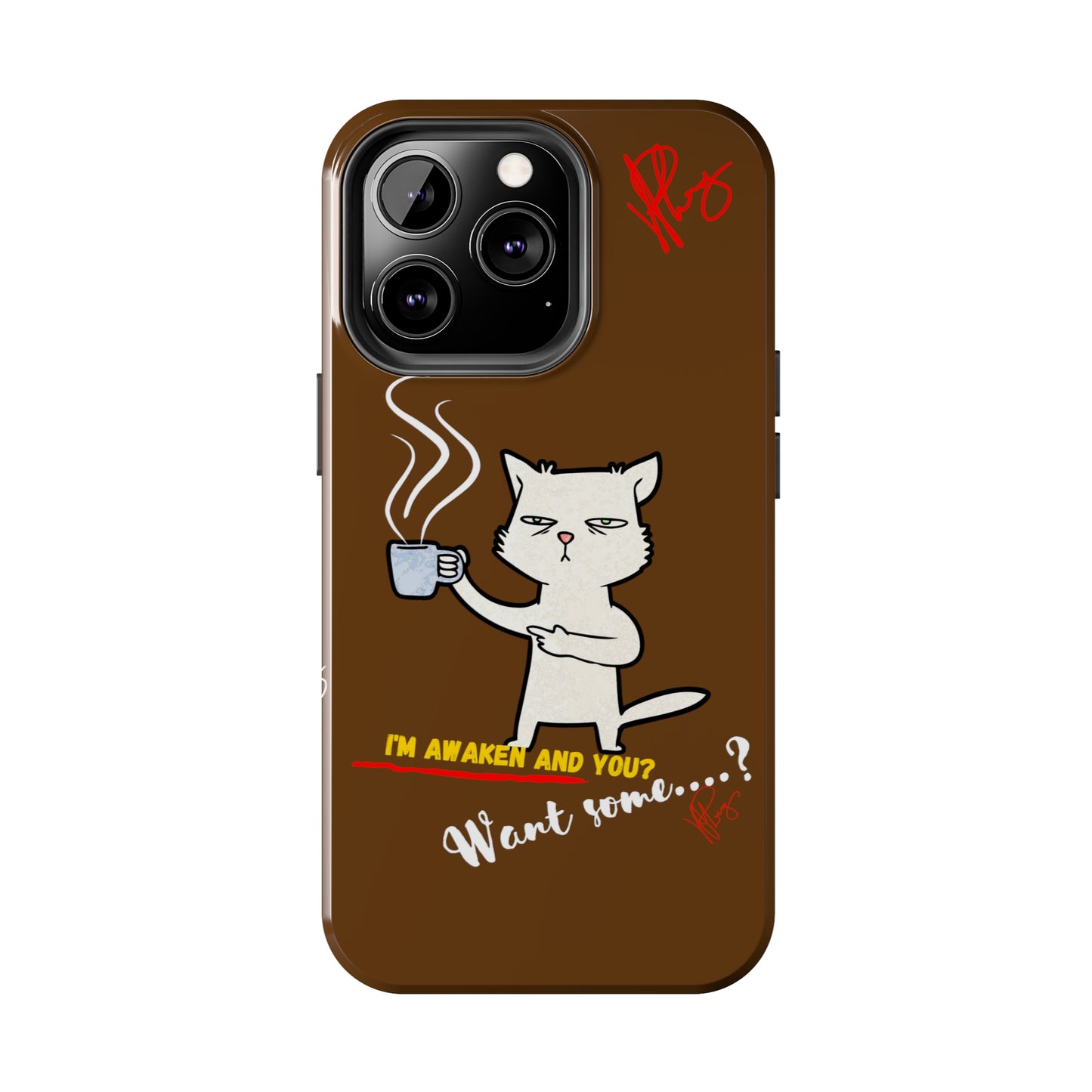 This Lovely Brown Coffee Color Tone - Cutie "Coffee Cat" Pet Design Verision from the 'TPPG Collection' Line carries Several sizes of the "iPhone Series" Tough Phone Cases