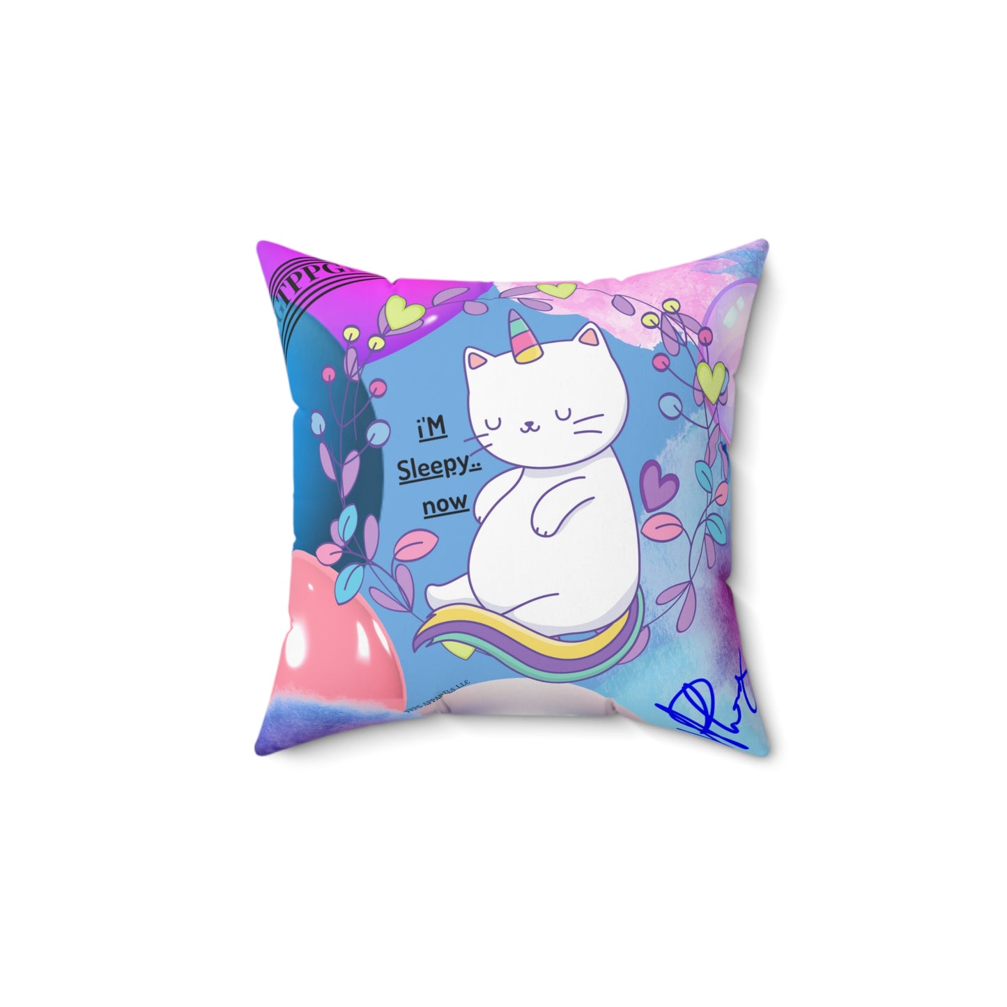 (Children) Spun Polyester ('1-side') Square Pillow (4 sizes-Lt. Blu Bgd) - By: "TPPG KIds Collection"