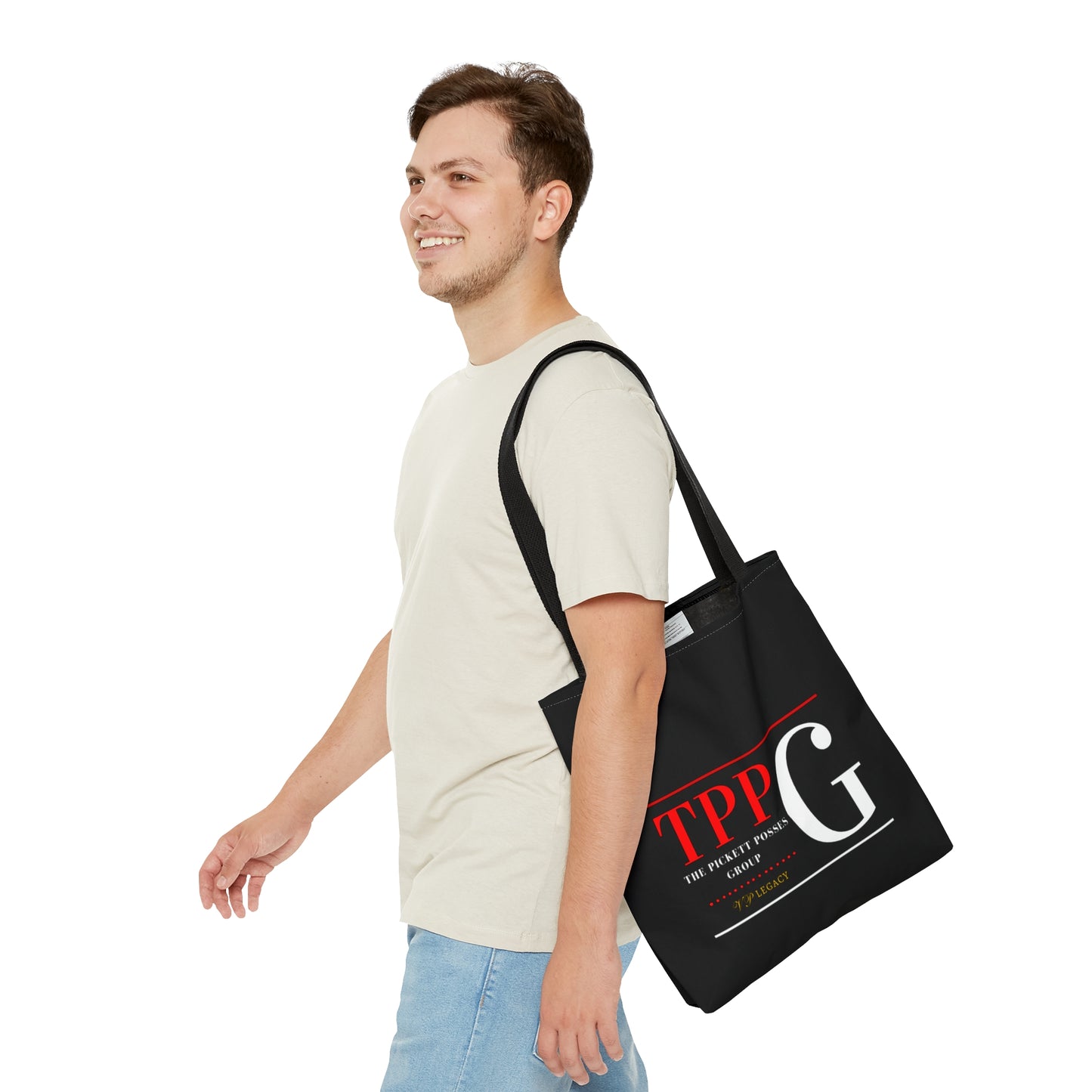 Our 3 sizes - Handy Brand Logo-front facing Style Design Tote Bag from the 'TPPG-Apparel' Brand