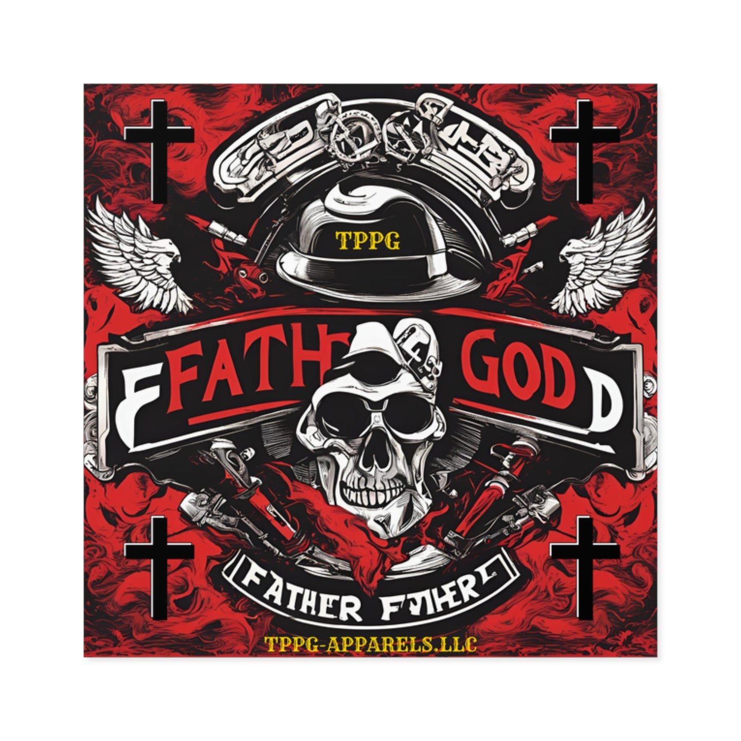 Square "Father God-Biker/Motorcycle" Stickers (Indoor\Outdoor)