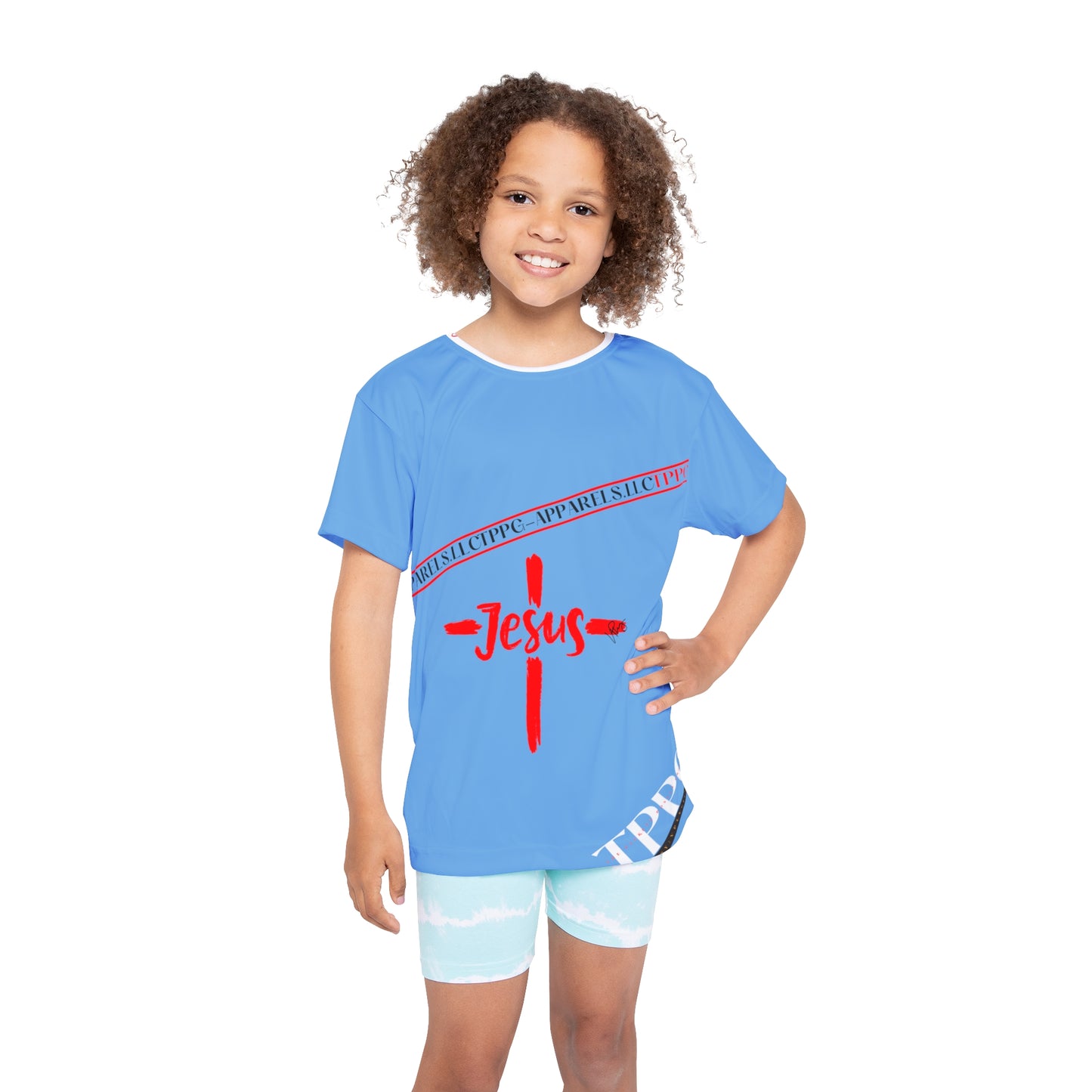 Kids Sport "Jesus Cross" Blue Jersey/Tee-By:"TPPG" Juniors/Kids Collections