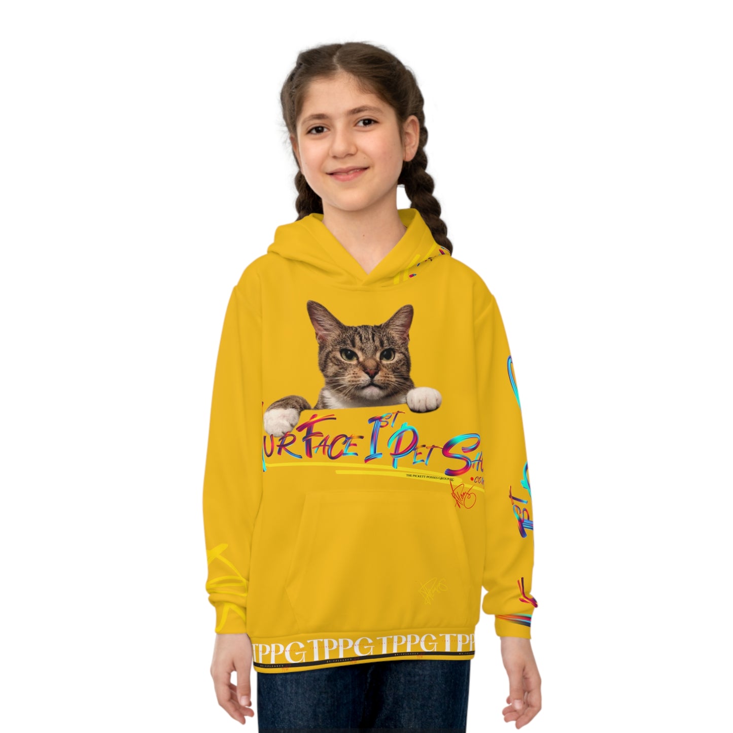 Kids/Children's (Golden Yellow) "TPPG Pet" Hoodie/Sweatshirt in 6 sizes