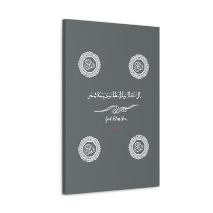 From our "TPPG Brand Arabic Faith Collection" - "Meaning:God Bless You.." Canvas Gallery Wraps in Grey/White